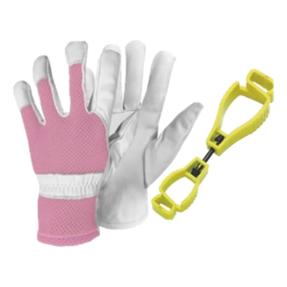 Guante De Cabritilla Rosa + Portaguantes Amarillo Talla M