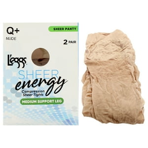 Medias De Compresión Sheer Energy De Sujeción Media - Lse112 Nude De Leggs Para Mujer - 2 Pares De Medias (Talla Q Plus)