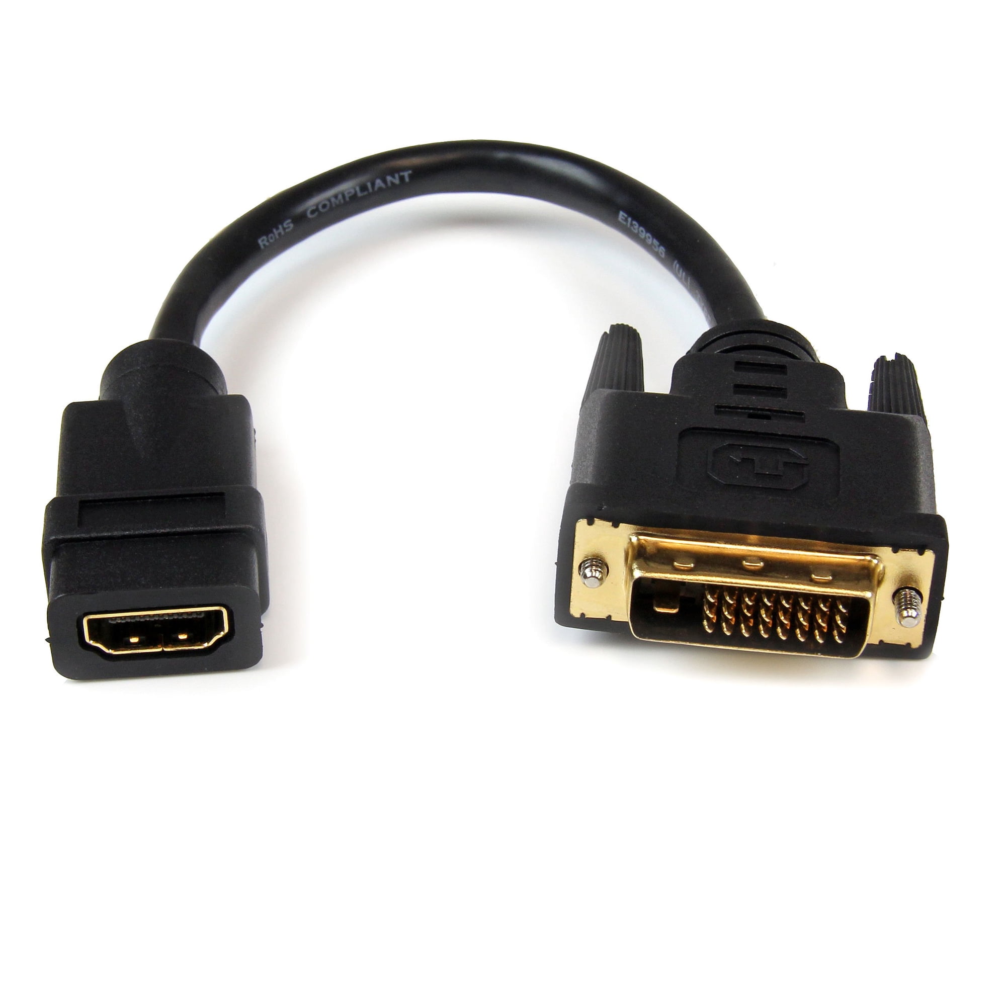 Adaptador De Cable De Vídeo Startech Hdmi A Dvi-d De 20 Cm, Negro
