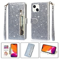 Funda Para Foxdock Elegante Funda Iphone 14 Plus Glitter Con Cremallera-Ideal Para El Uso Diario