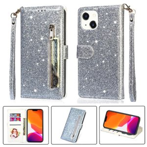 Funda Para Foxdock Elegante Funda Iphone 14 Plus Glitter Con Cremallera-Ideal Para El Uso Diario