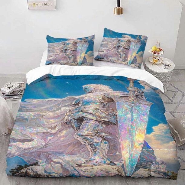 Rainbow Knight Printed Duvet Cover Set Three-Piece Bedding Set with Duvet Cover and 2 Pillowcases Soft and Comfortable for All Seasons