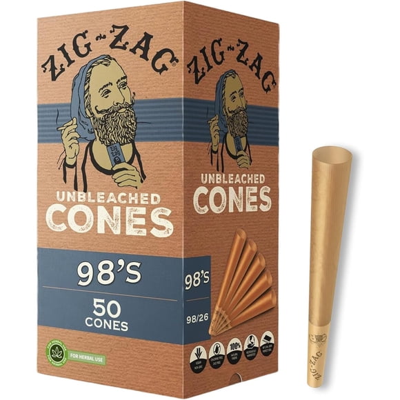 Conos Pre Armados ZigZag 98s Sin Blanquear Pack 50 Filtros