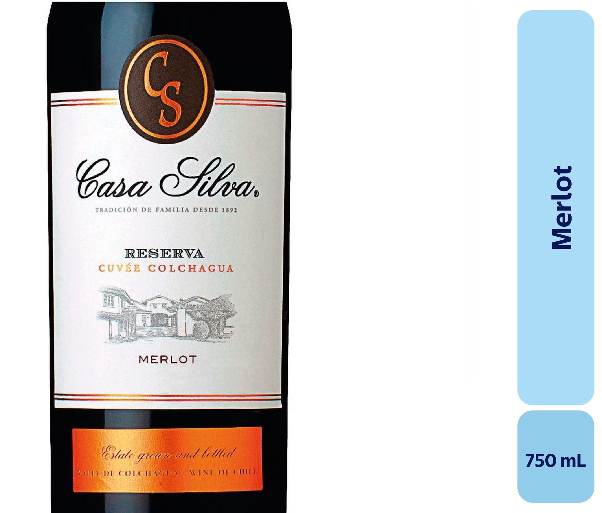 Vino Merlot Botella 750 mL Casa Silva