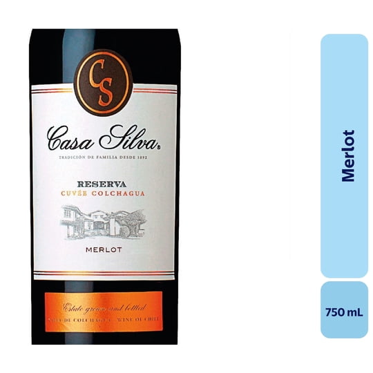 Vino Merlot Botella 750 mL Casa Silva