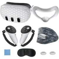 Genérico - Vr Accesorios Set Para Meta Quest 3, Cubierta Protectora Para La Cara, Empuñaduras Para El Mando, Cubierta Para Los Auriculares, Protector Para La Lente Y Cubierta Para La Carcasa - Blanco