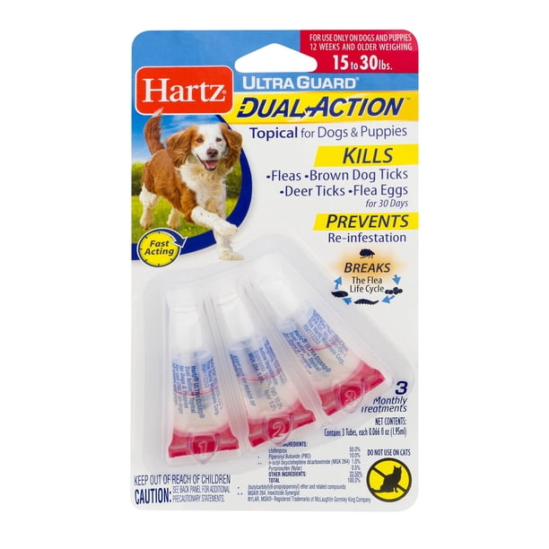 Antipulgas y Garrapatas Hartz UltraGuard DualAction para Perros Medianos, 3 Aplicadores