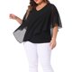 thumbnail image 4 of Agnes Orinda Blusas de Mujer Tallas Grandes Cuello en V Camisa Suelta Doble Capa de Chifón 2X Negro, 4 of 6