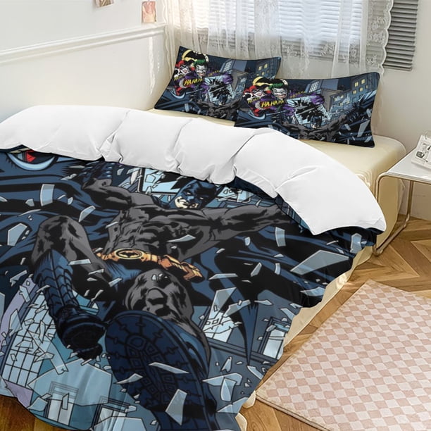 Batman 3-Piece Bedding Set Soft Warm And Comfortable Bed Set with 1 Duvet Cover And 2 Pillowcases Bed Sheets