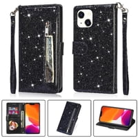 Funda Para Foxdock Elegante Funda Iphone 14 Glitter Con Cremallera-Ideal Para El Uso Diario