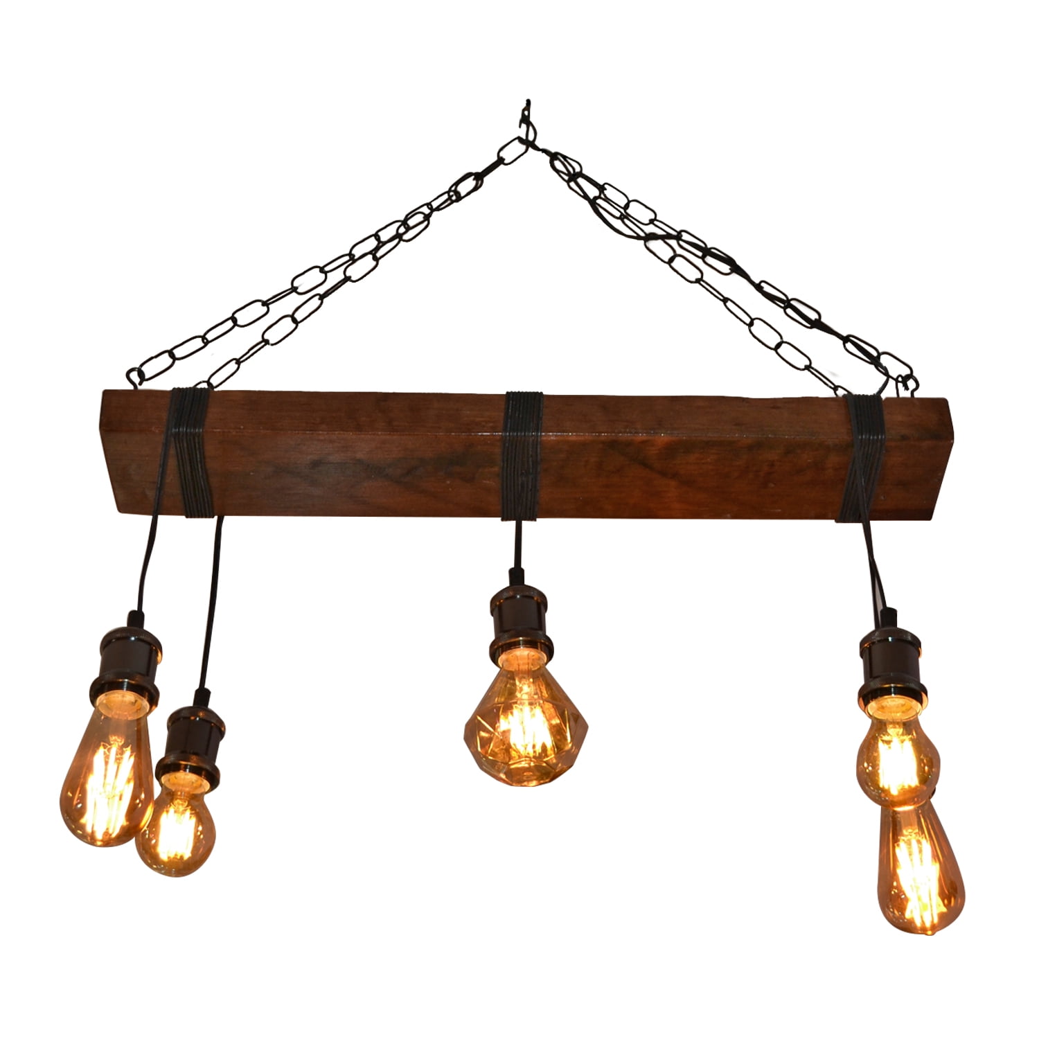 Genérico - Lampara Cielo 5 Luces Roble