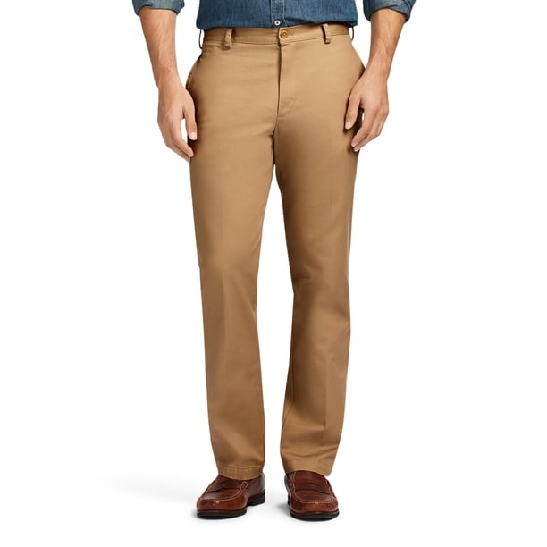 Pantalones chinos IZOD Slim con parte delantera plana, color caqui inglés, 29 W x 30 L