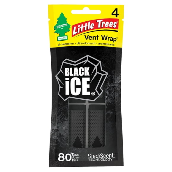 Aromatizante Auto Little Trees Vent Wrap Black Ice 4 Unidades