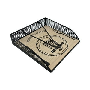 Fliperex - Servilletero Porta Servilletas Metal Y Madera Diseño Bistro Beige