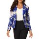 thumbnail image 1 of INSPIRE CHIC Traje de Maestra para Regreso a Clases de Mujer Blazer Ajustado con Solapa de Muesca Estampado Chaqueta de Trabajo Abierta M Azul Real-Floral, 1 of 6