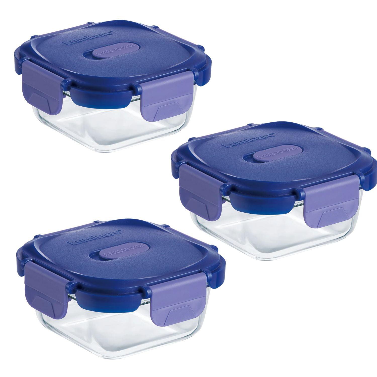 Pack 3 Contenedores Vidrio Hermético Cuadrado 320ml Luminarc