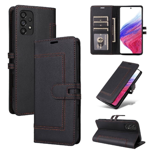 Premium Wallet Case for Samsung Galaxy A73 5G with Card Slots & Kickstand, Flip Cover Black