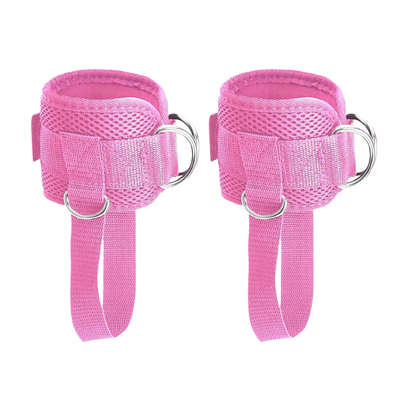 Magideal - 1 Par De Correas De Tobillo Para Fijación De Máquinas De Cable, Neopreno Ajustable Y Cómodo Para Piernas, Glúteos, Entrenamiento De Caderas Para Mujer Rosa Con Rejilla
