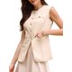 thumbnail image 4 of INSPIRE CHIC Chaleco de Traje de Verano para Mujer sin Mangas con Cuello Redondo y Botones Abajo, Casual de Negocios, Talla L, Beige, 4 of 5
