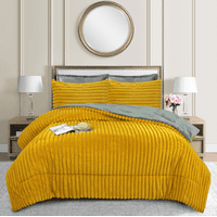 Todostore - Cobertor Con Chiporro Lineal 2 Plazas Color Mostaza