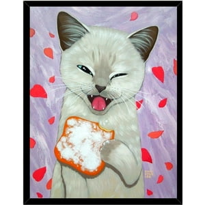 Genérico - Cuadro Decorativo Gato Tomando Desayuno Medidas 30X40 Cm