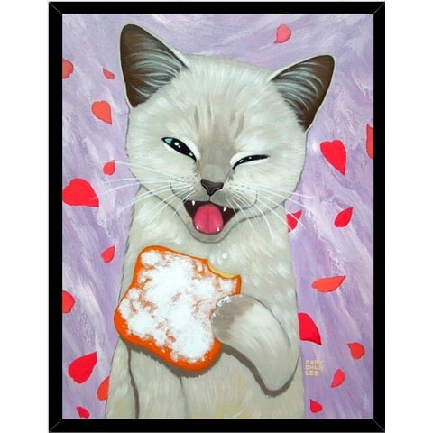 Genérico - Cuadro Decorativo Gato Tomando Desayuno Medidas 30X40 Cm