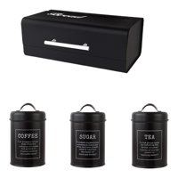 Bothyi - 4X Caja De Pan De Gran Capacidad, Caja De Almacenamiento Para Alimentos, Pasteles De Azúcar, Negro