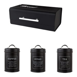 Bothyi - 4X Caja De Pan De Gran Capacidad, Caja De Almacenamiento Para Alimentos, Pasteles De Azúcar, Negro