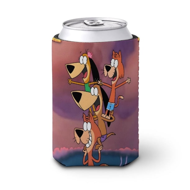 Augie Doggie y Papi Doggie Funda enfriadora de latas, aislante de bebidas para mantener frías o calientes, funda térmica plegable para latas, portabebidas reutilizable
