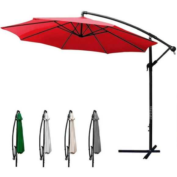 Quitasol Lateral 3m Extendible Altura Ajustable Rojo