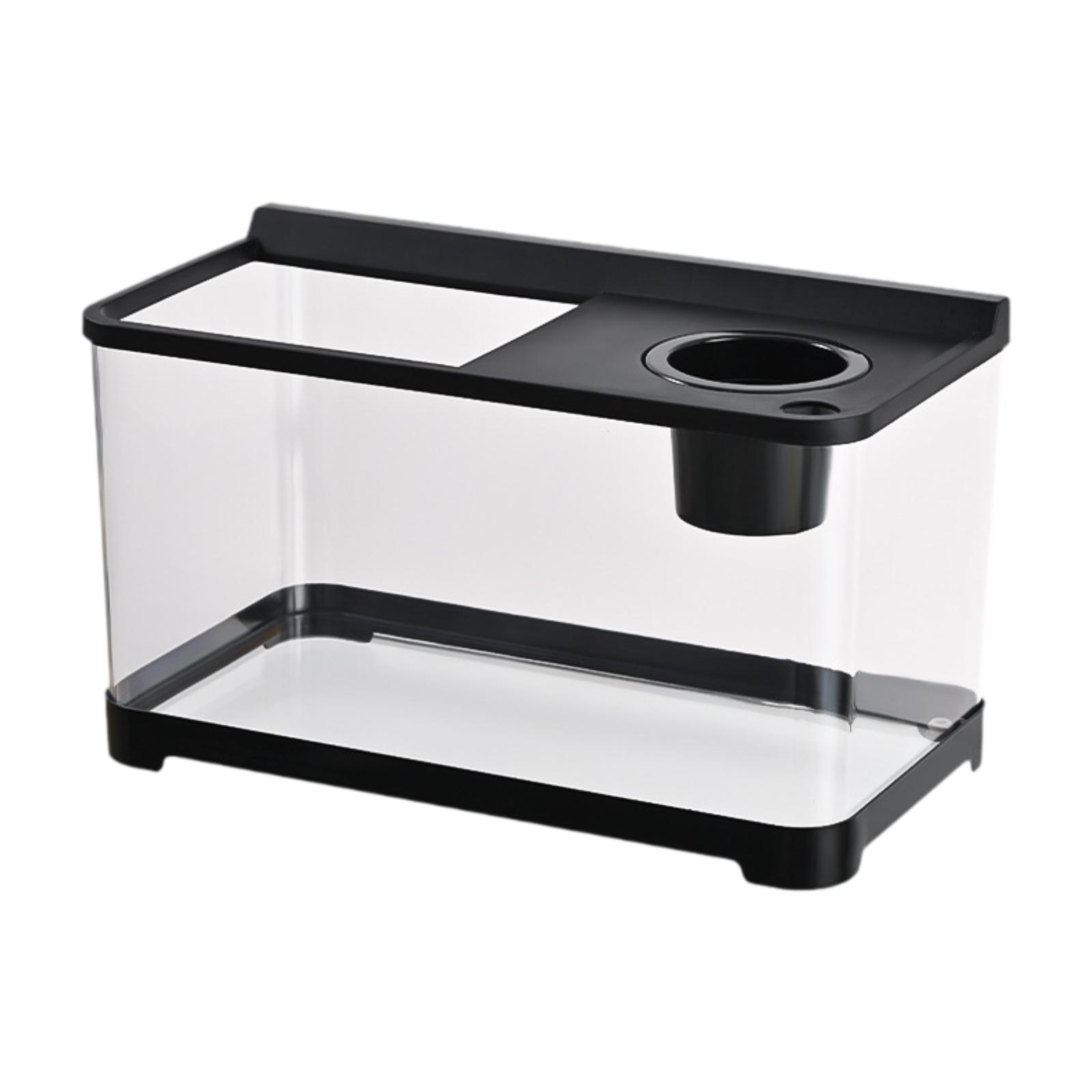 Ioensy - Vista Completa De Pescado Betta Vista Completa De Hábitat Apilable Caza Fish Bowl Para Frog Black
