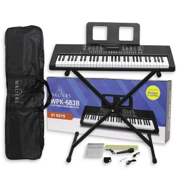 Pack Teclado Musical Dinamico 61 Notas Walters WPK-683B