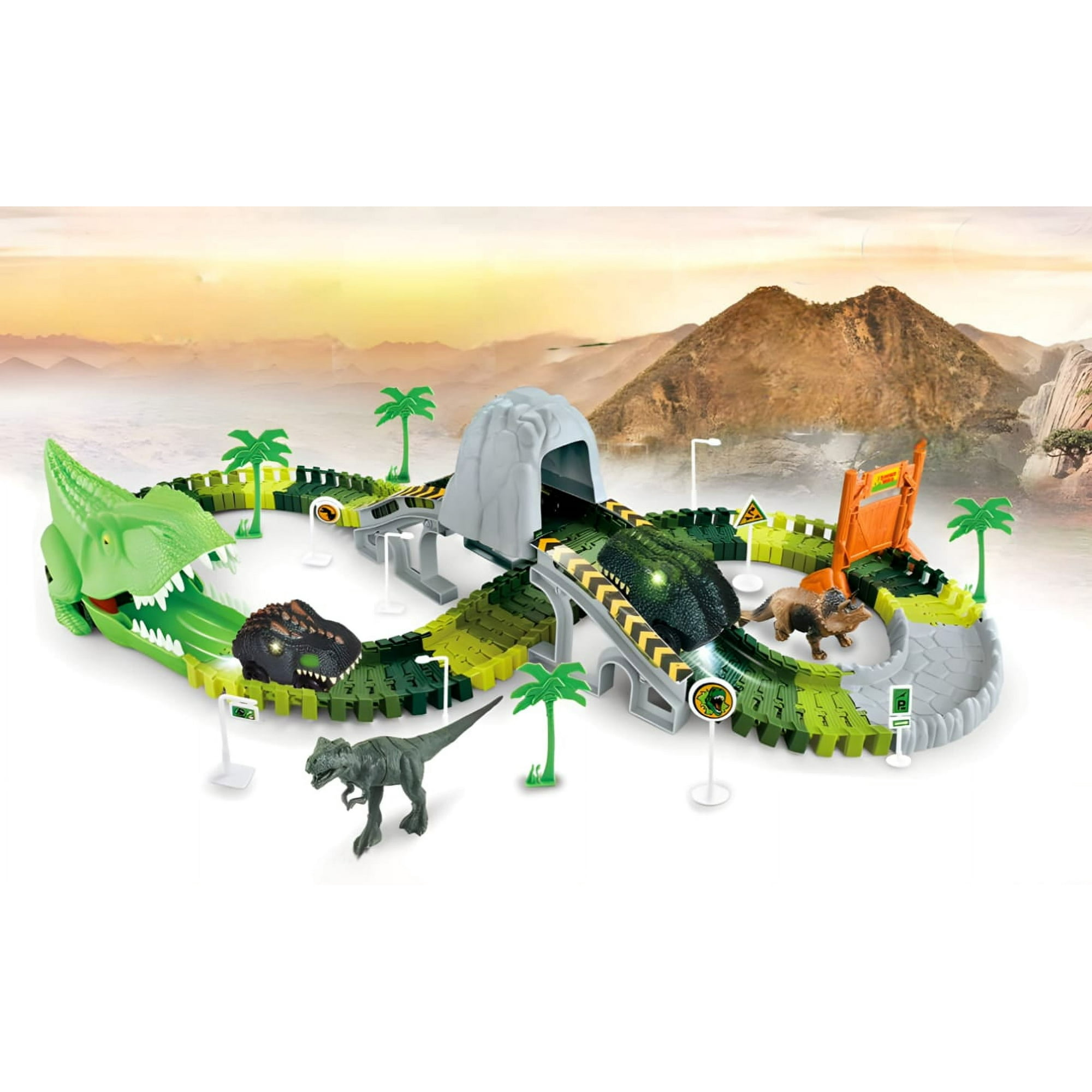 Genérico - Pista De Dinosaurio Flexible Con Auto Dinosaurio 147 Pcs