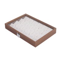 Magideal - Joyero De Madera, Bandeja Organizadora De Joyas, Estuche De Almacenamiento De Joyería Portátil Apilable Para Colgantes, Dijes, Anillos, Regalo Del Día 24 Cuadrícula