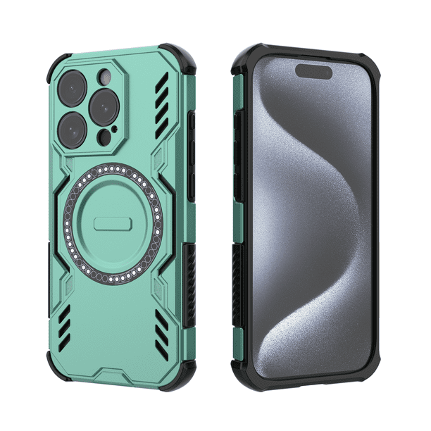 Funda FOXDOCK para iPhone 15 Pro , magnética, resistente a golpes, con soporte, unisex, carga inalámbrica