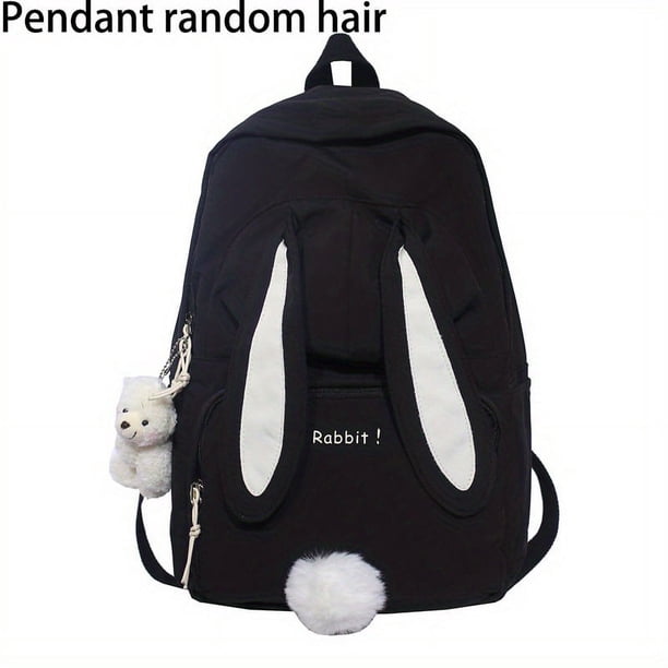 Travel in Style with our Cute and Spacious Rabbit Ear Nylon Backpack - Perfect for Bunny and Pony Lovers!