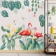 thumbnail image 4 of 1pc Flamingo Hanging Tree Leaves Wall Stickers, Green Nature Jungle Wall Decor, Vinyl Self-Adhesive Wallpaper, Removable Mural, For Living Room Bedroom, 4 of 4