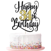 Decoración Para Tarta Ruscalin De Feliz Cumpleaños De 34 Años, 34 Decoraciones Para Tartas De Fiesta
