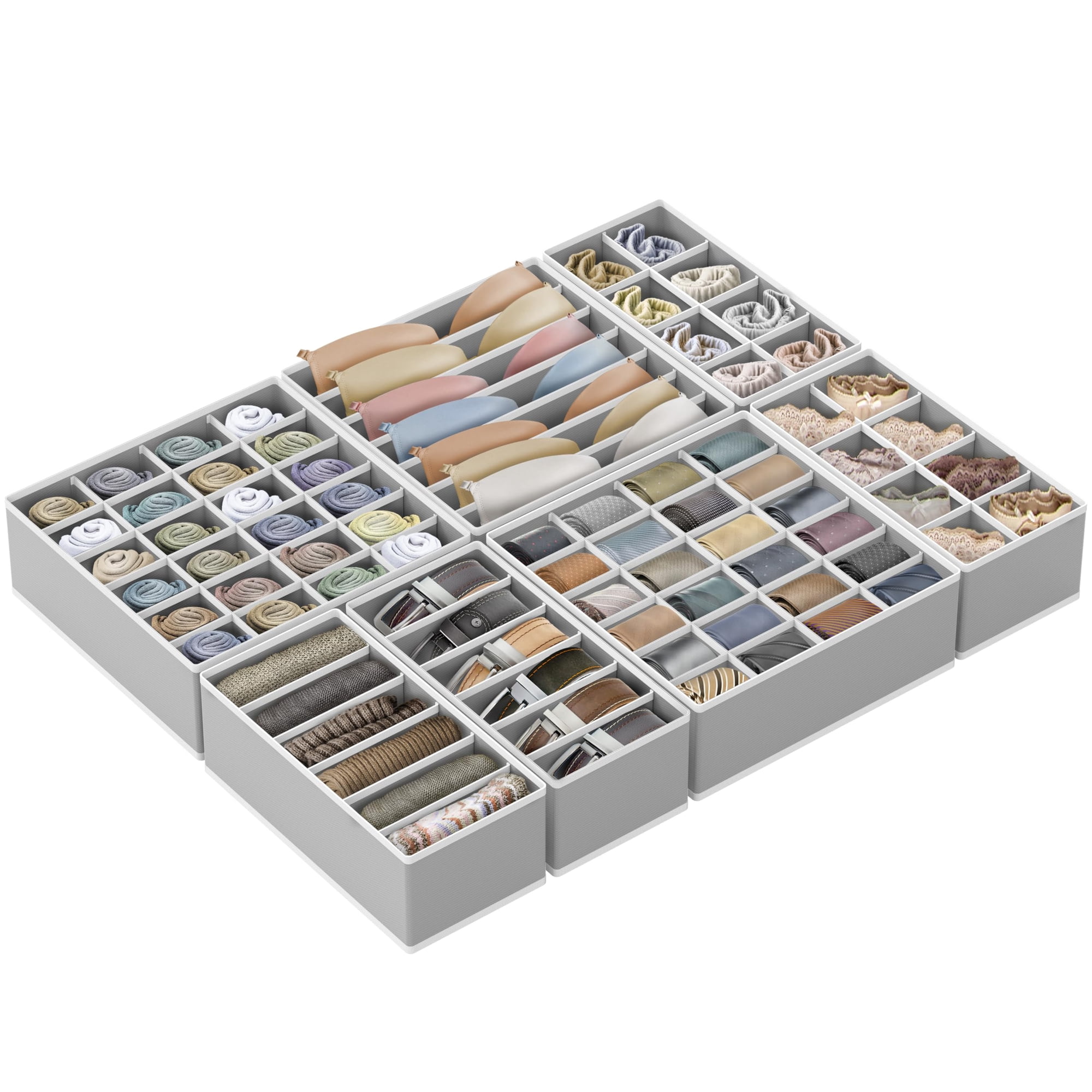Simple Houseware - Organizador De Ropa Interior Para Armario, Separador De Cajones, 7 Piezas, Gris