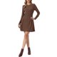 thumbnail image 2 of INSPIRE CHIC Vestido de Punto Acanalado para Mujer de Manga Larga con Cuello Redondo, Cintura Vasca, Línea A Fluida, Talla M, Marrón, 2 of 6