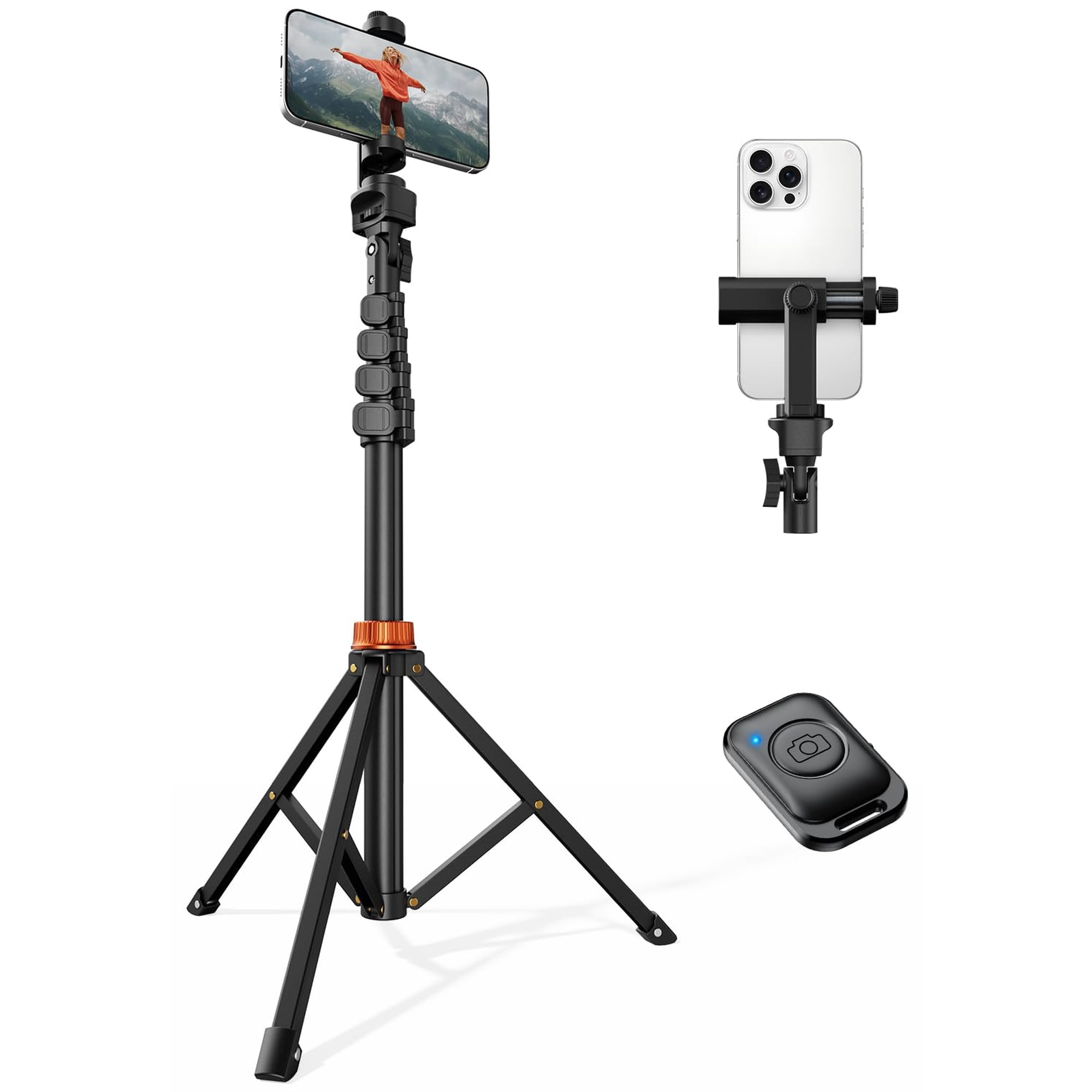 Trípode Para Celular Vimose 168 Cm Con Control Remoto Bluetooth Y Soporte