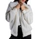 thumbnail image 1 of Jess por Meiko Chaquetas de Mujer Manga Larga Cuello Sobredimensionado Bolsillos Frontales Cremallera Chaqueta Bomber de Felpa XL Blanco, 1 of 6