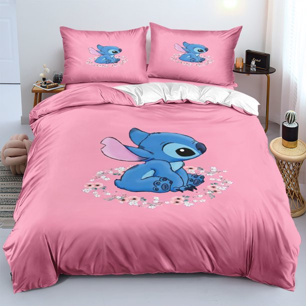 v2917 Bed Sheets Stitch Bedding Sets Cartoon Picture Comforter Quilt Bed Cover Duvet Cover Pillow Case - Pieces Sets for Bedroom 3-Piece Bedding Set (1 Duvet Cover + 2 Pillow Shams) Bed Sheets ju2917