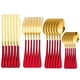 thumbnail image 1 of XmhyTop Juego de Cubiertos de Oro Rojo 24 Piezas, Acero Inoxidable, Estilo Moderno para Cenas y Eventos, 1 of 4