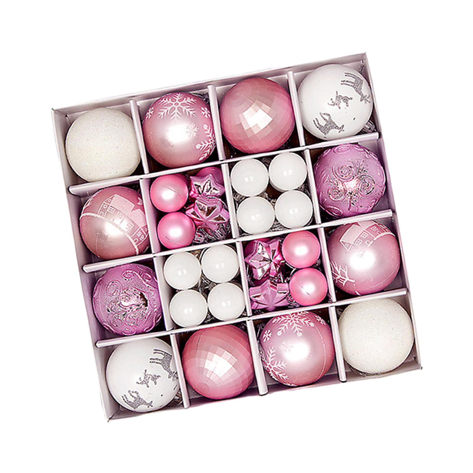 Bothyi - 44x Bolas De Navidad Adornos Árbol De Navidad Decoración Colgante Para Cumpleaños Rosa Y Blanco