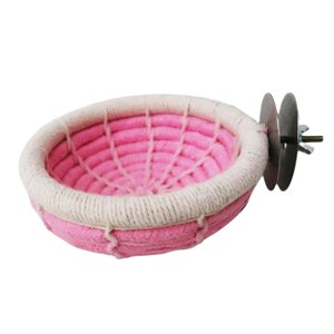 Ioensy - Nido De Pájaro Tejido A Mano Colgando Cama Para Dormir Conure Cockatoo Parrot Toys Pink