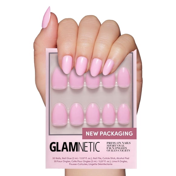 Press-On Nails Glamnetic Think Pink Solid Opaco Corto Ovalado