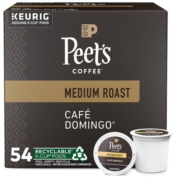 Cápsulas K-Cup de Café Peet's Café Domingo Tostado Medio, Paquete de 54