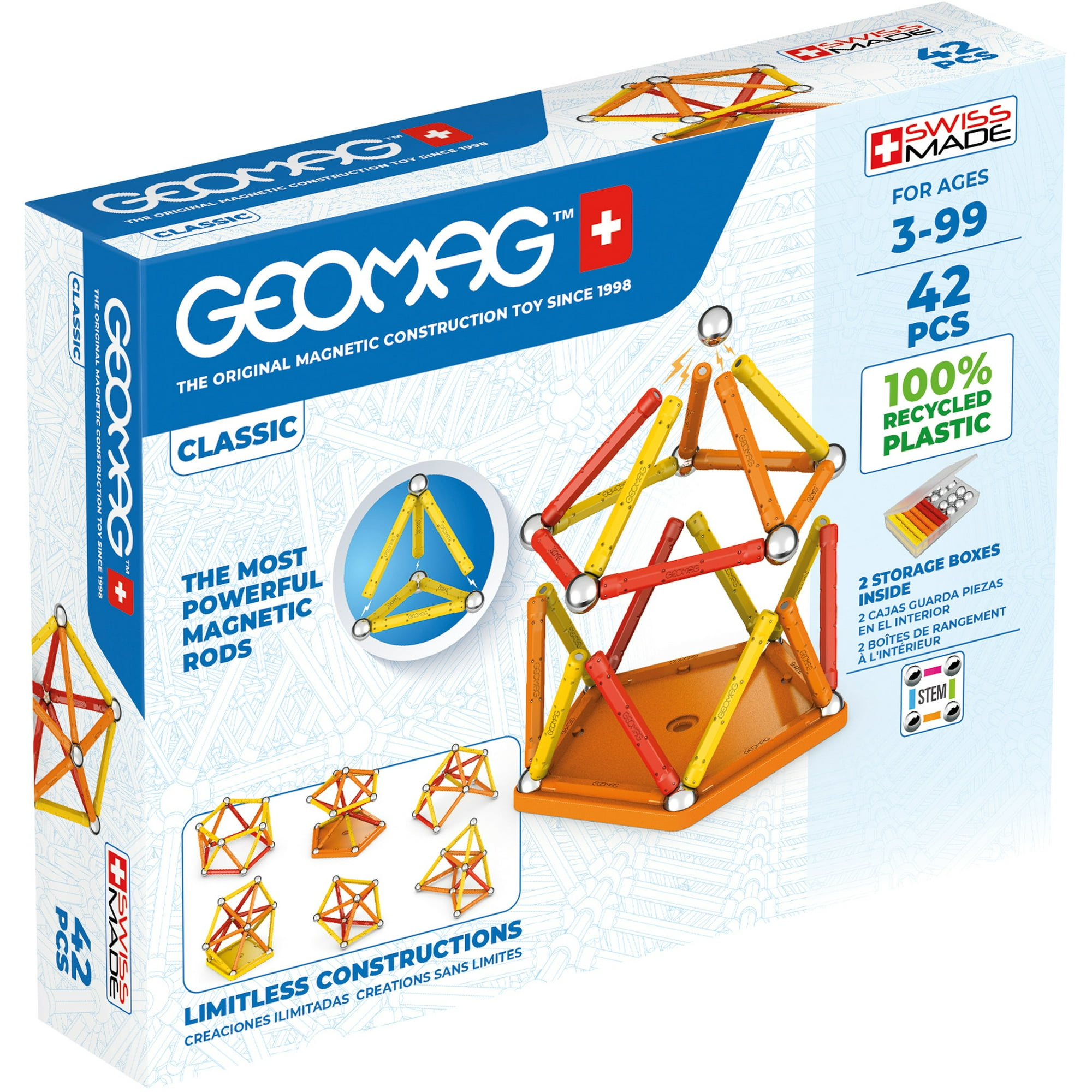 Geomag - Juego De Creacion Magnético Classic (42 Piezas) - Línea Ecológica