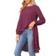 thumbnail image 4 of INSPIRE CHIC Blusas asimétricas de gasa casuales elegantes para mujer con mangas largas de linterna y cuello redondo M Rojo Púrpura, 4 of 6